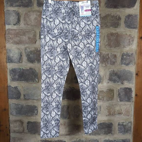 Seven7 NEW Tummy Less High Rise Skinny Neutral Snake print jeans Woman's size 10 - Picture 5 of 15